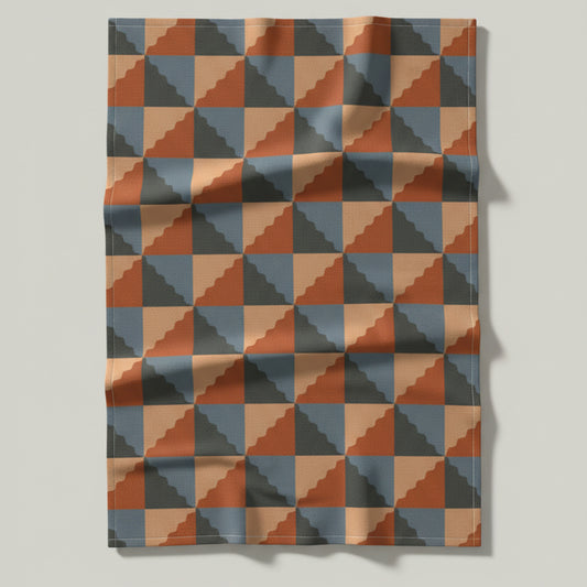 Mid-Century Retro Geometric Tea Towel – Modern Contemporary Kitchen