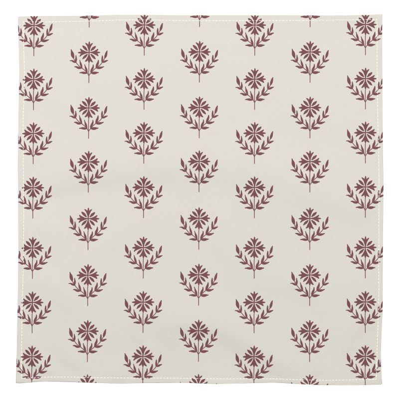 Pinky Red Floral Block Print Cotton Napkins – 40x40cm
