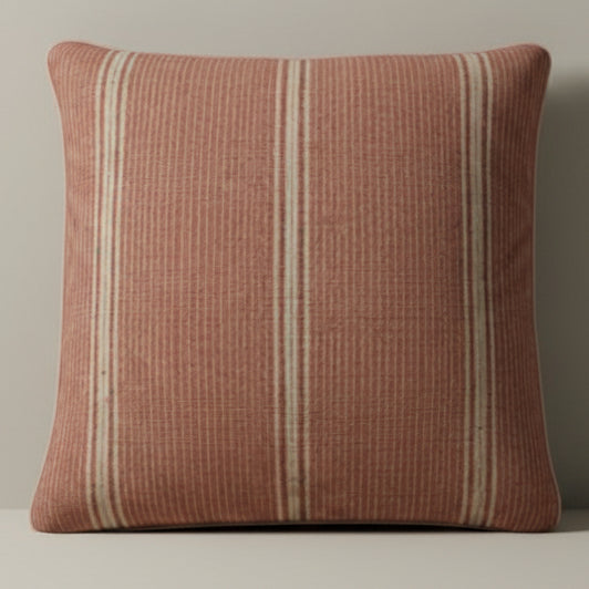 Terracotta Stripe Cotton Linen Cushion | 50 x 50 cm