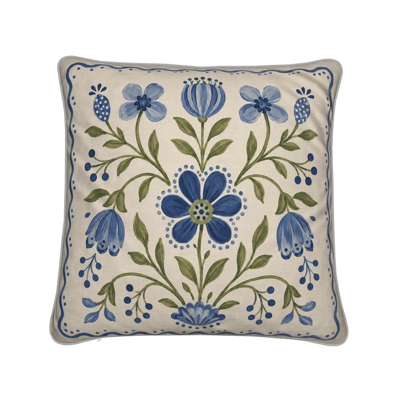 Blue Folk Garden Cushion Cover