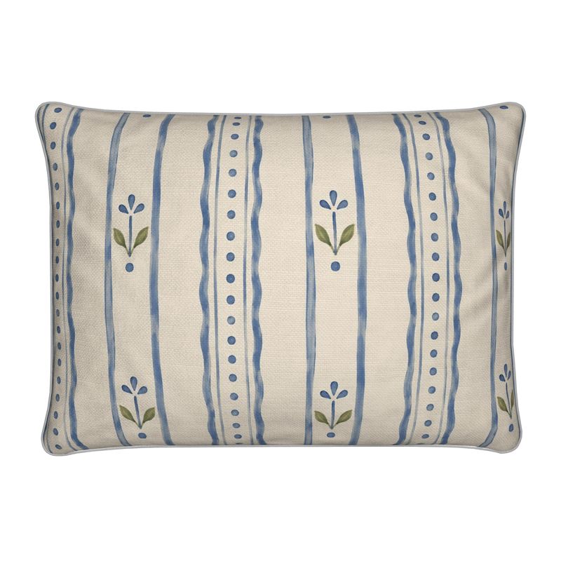 Blue Folk Stripe Lumbar Cushion