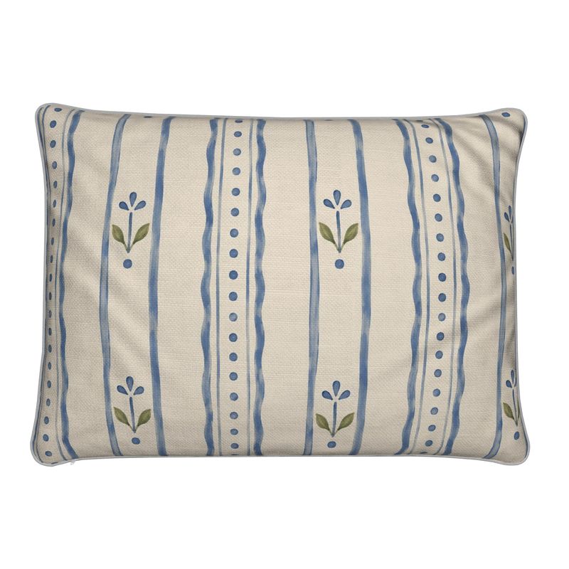 Blue Folk Stripe Lumbar Cushion
