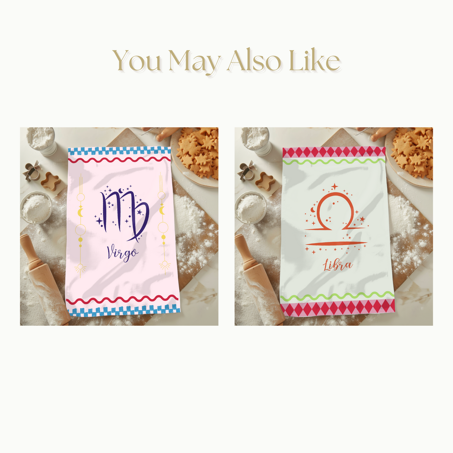 Pisces Zodiac Tea Towel – 100% Cotton Astrology Kitchen Decor