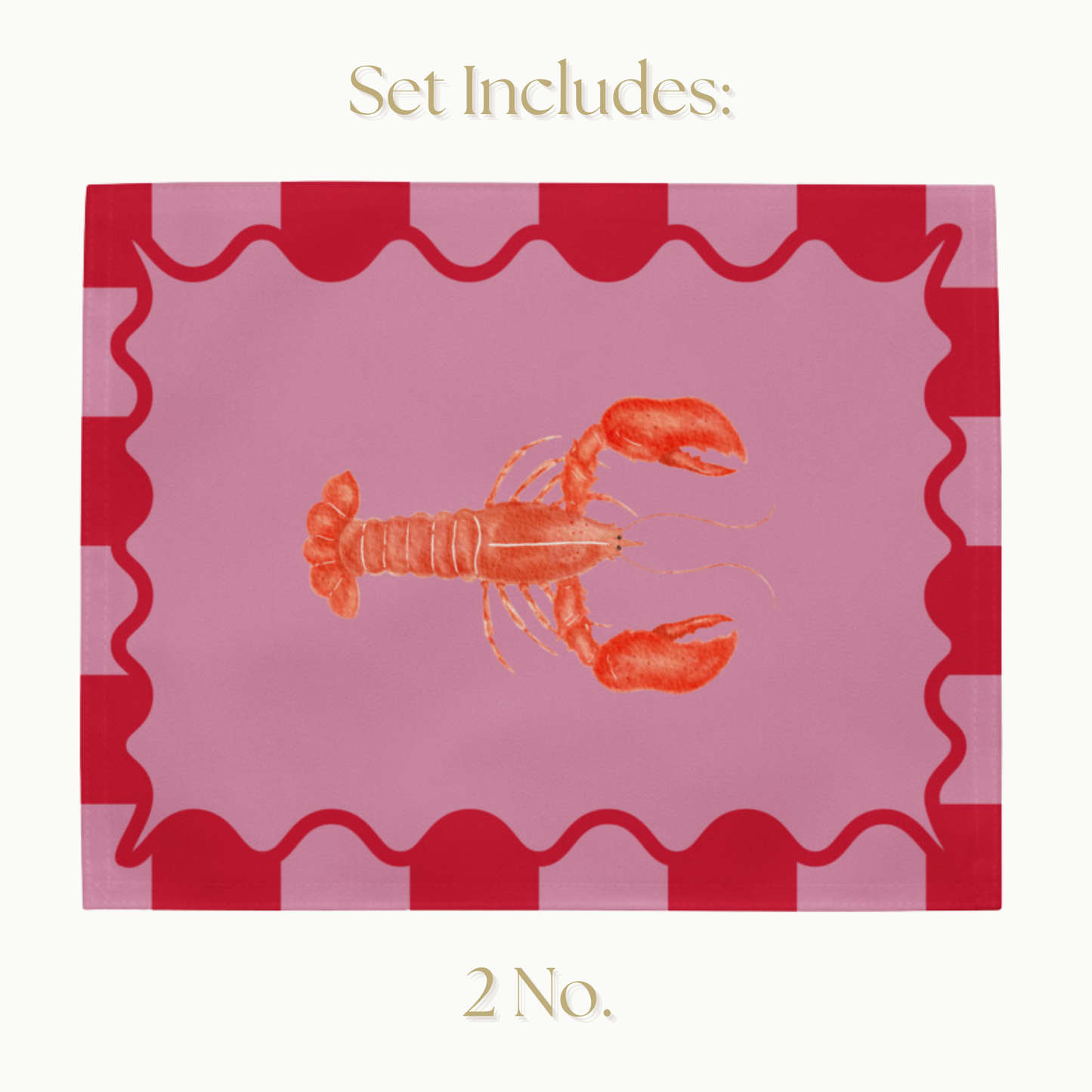 Crab and Lobster red and Pink Placemat Set