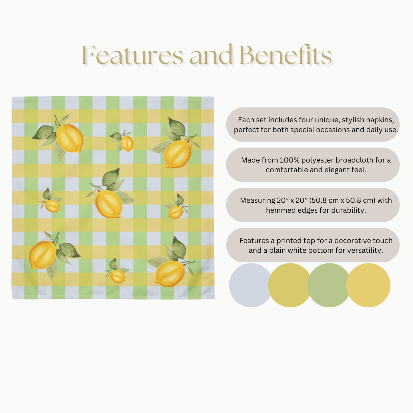 Lemon and Check Cloth napkin set