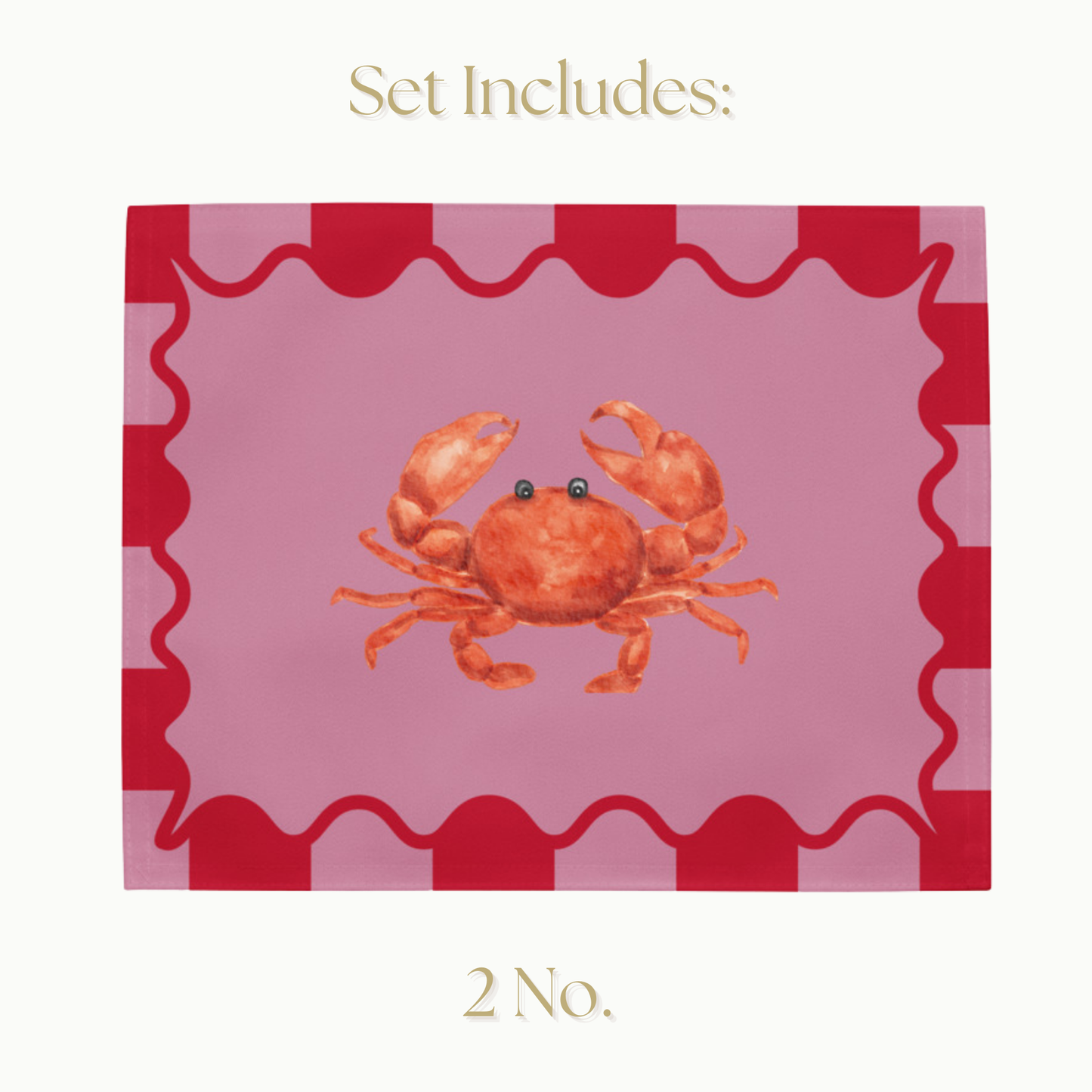 Crab and Lobster red and Pink Placemat Set