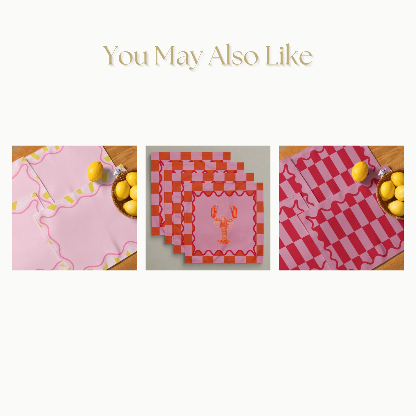 Crab and Lobster red and Pink Placemat Set