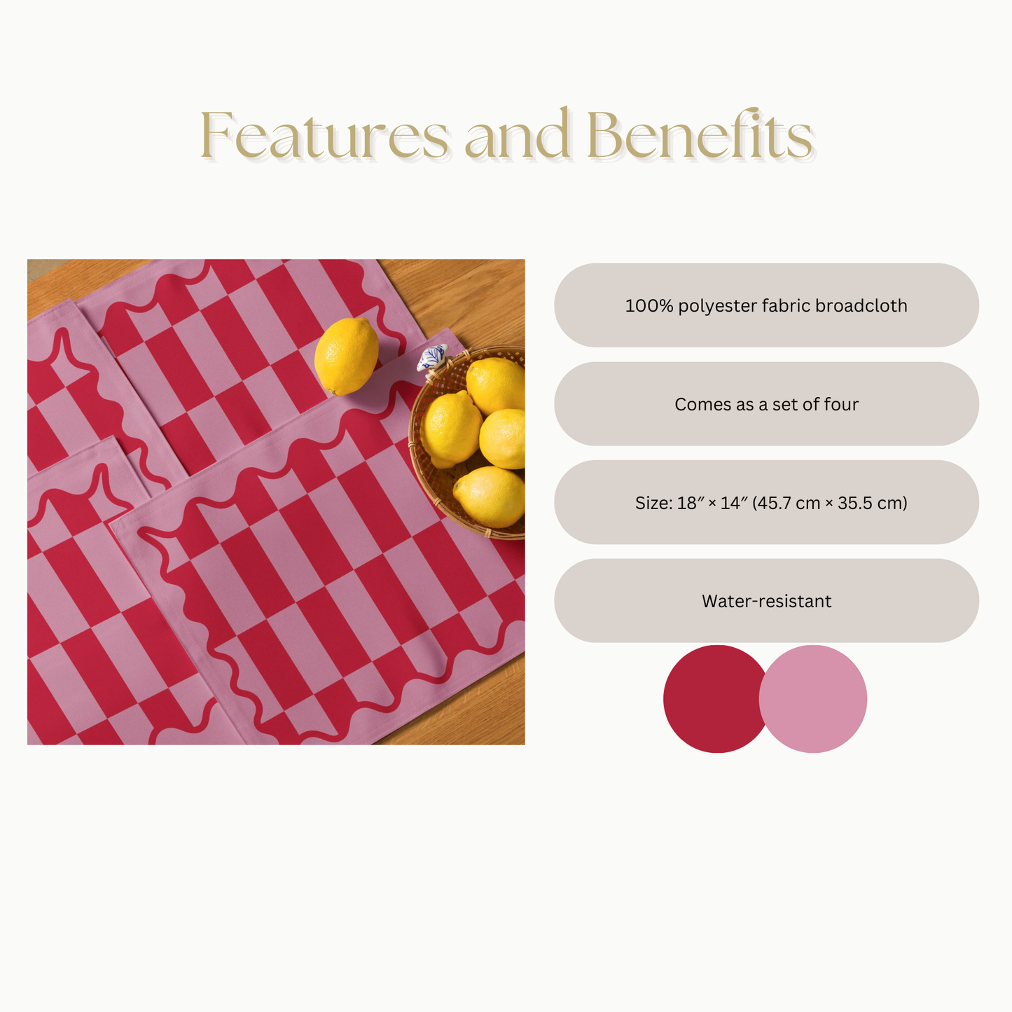 Red and Pink Check Placemat Set