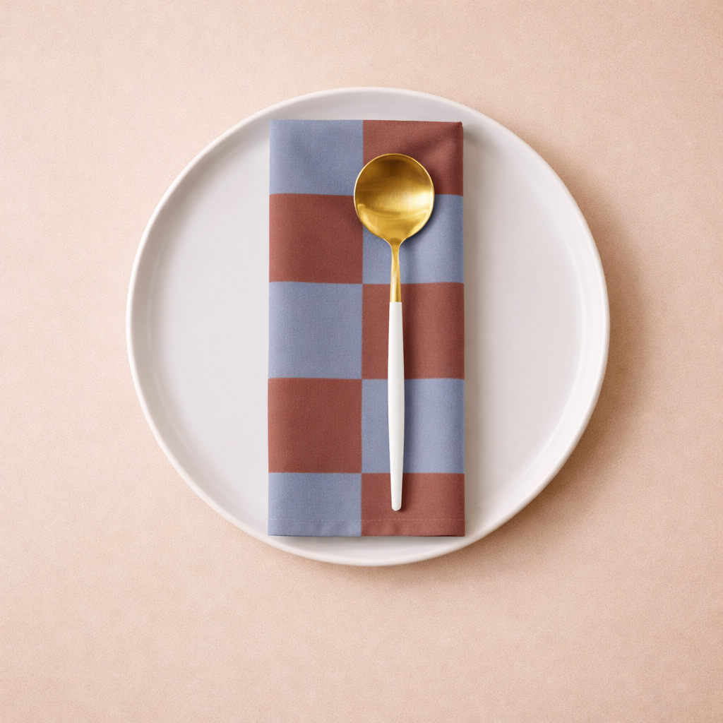 Mid Century Retro Checkerboard Cotton Napkins (Set of 2, 4 or 6)