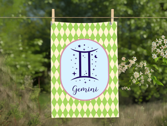 Gemini Zodiac Cotton Tea Towel – 100% Cotton, Astrology Kitchen Décor