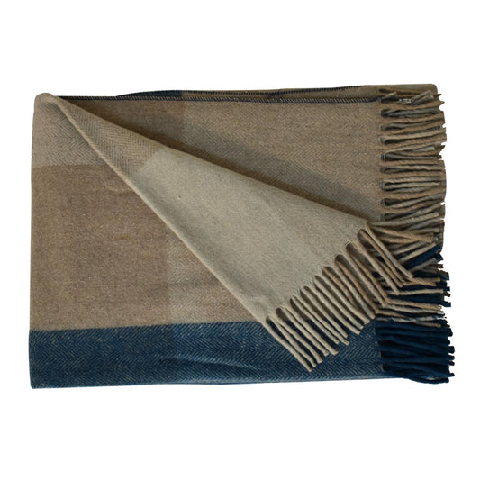 Queen Size Selin Blue Wool Throw