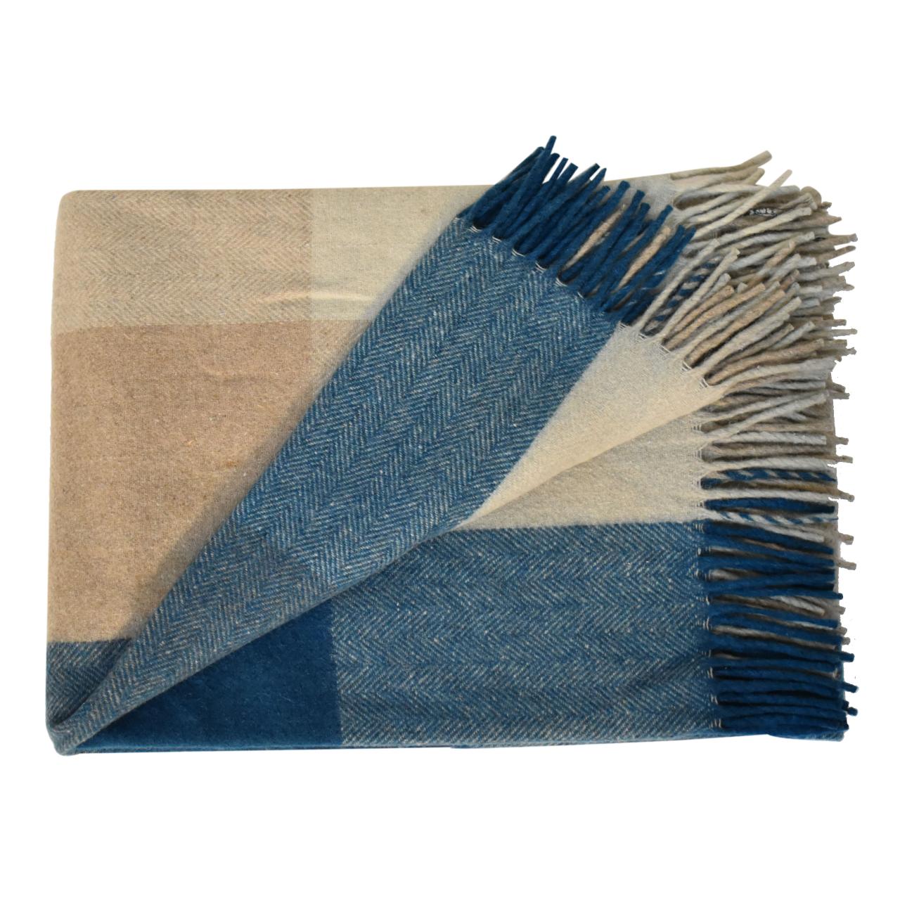 Queen Size Selin Blue Wool Throw