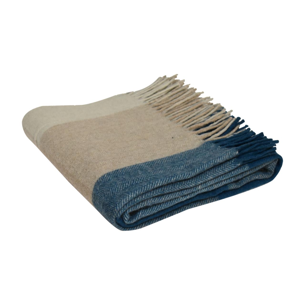 Queen Size Selin Blue Wool Throw