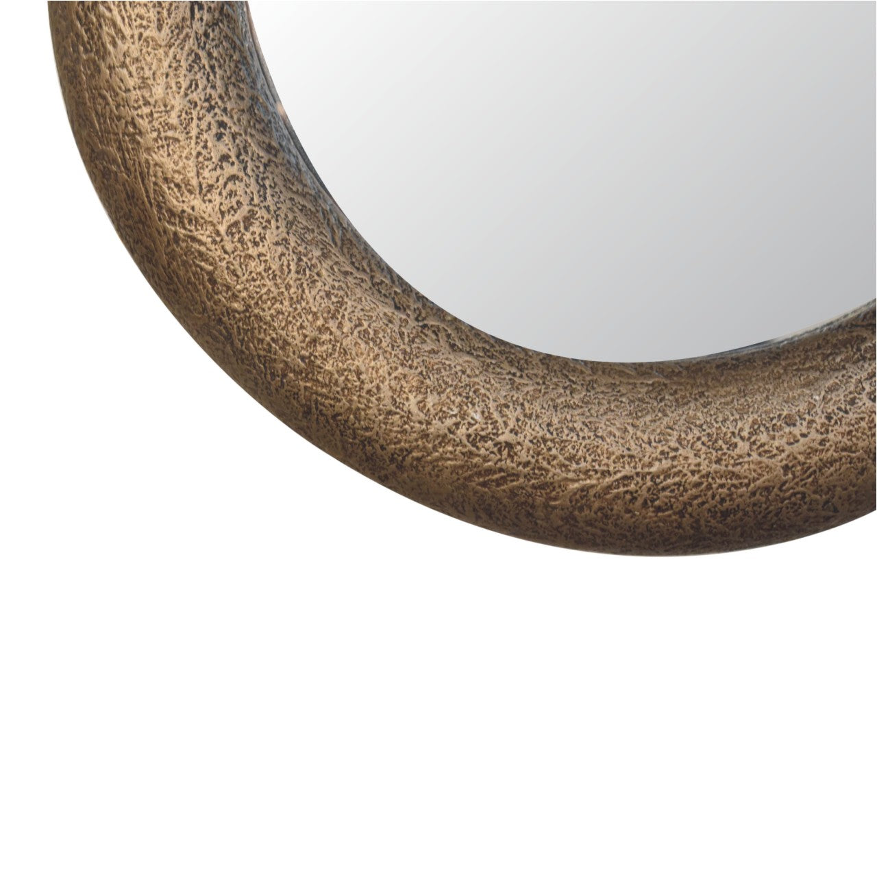 Round Metallic Hammered Mirror