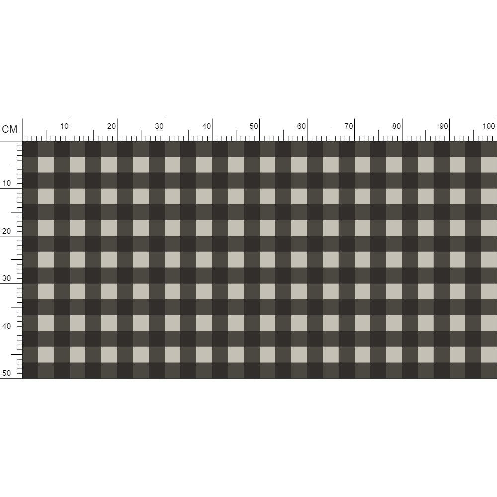 Grey and beige gingham check cotton fabric