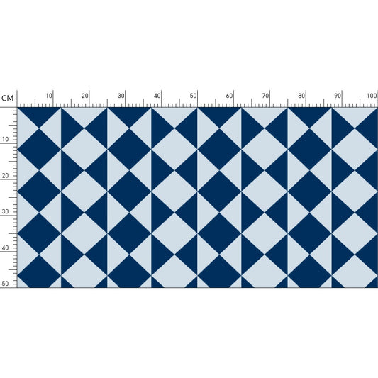 Blue geometric cotton fabric