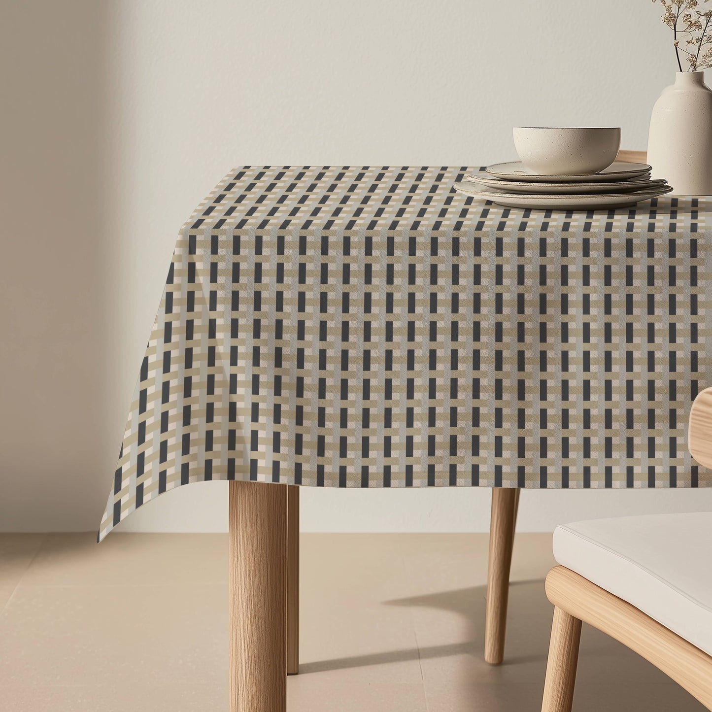 Beige and Black Basketweave Cushion Cover – Modern Contemporary