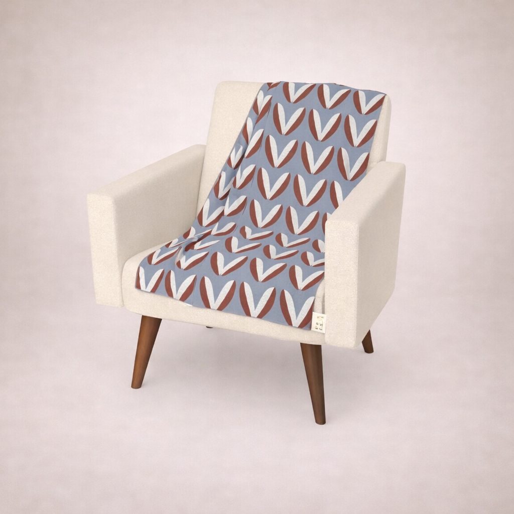 Retro Floral Leaf Plush Velvet Sherpa Throw Blanket