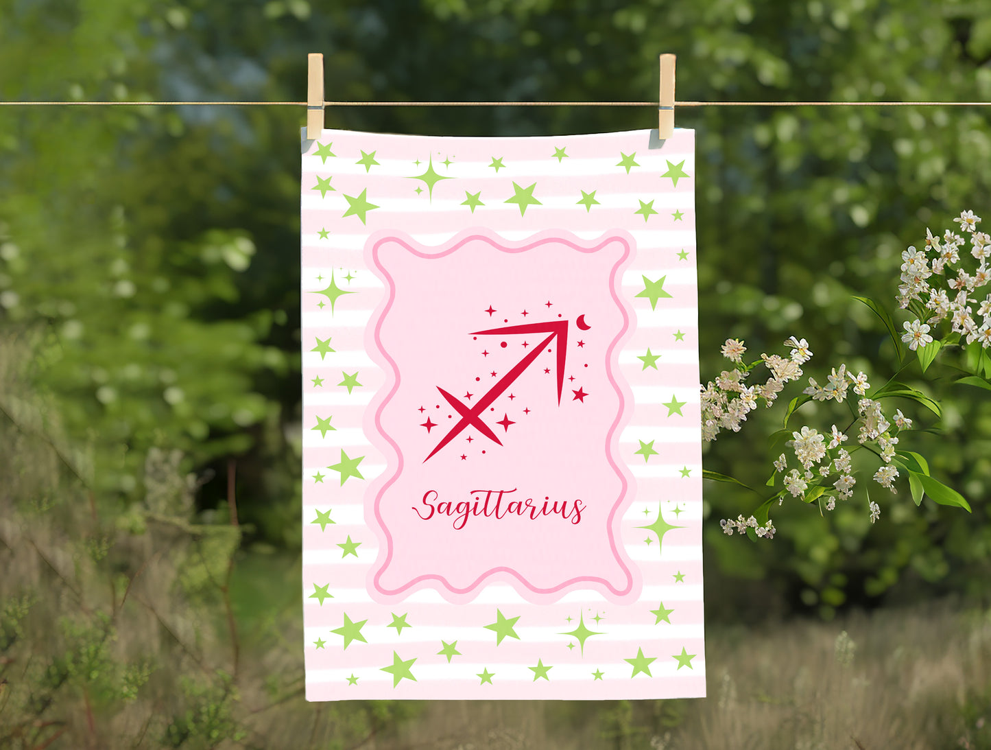 Sagittarius Zodiac Tea Towel – 100% Cotton Astrology Kitchen Decor