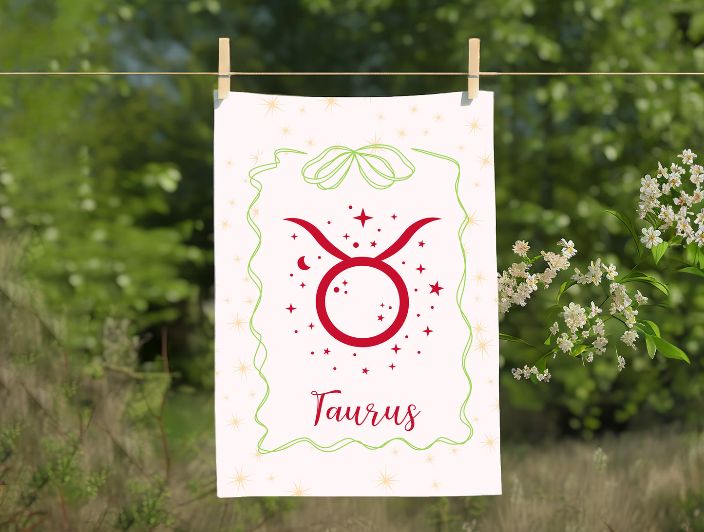 Taurus Zodiac Cotton Tea Towel – 100% Cotton, Astrology Kitchen Decor