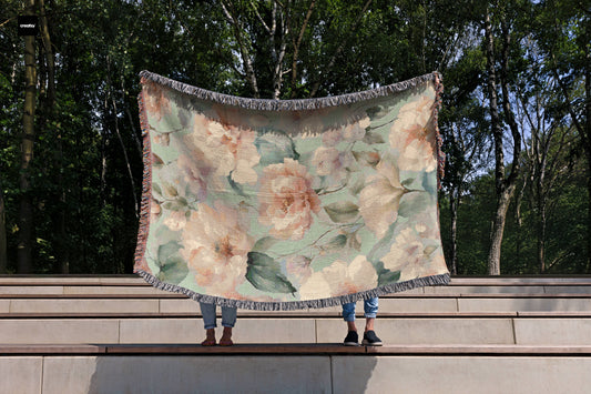 Vintage Floral Woven Blanket