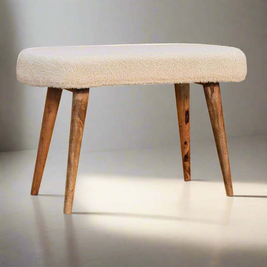 Cream Boucle Nordic Bench