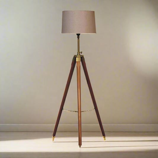 Fixed Brass Plated Tripod Floor Lamp