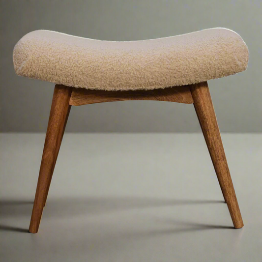 Boucle Cream Curved Bench