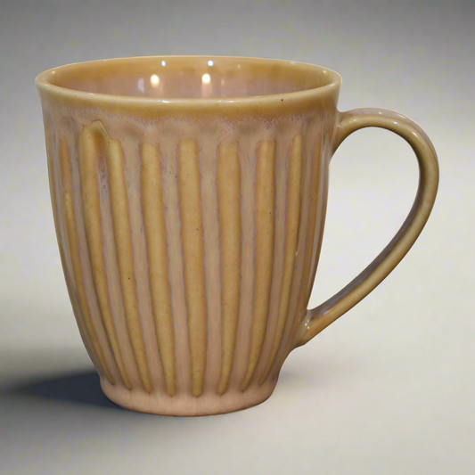 Beige Ribbed Mug - Set of 4