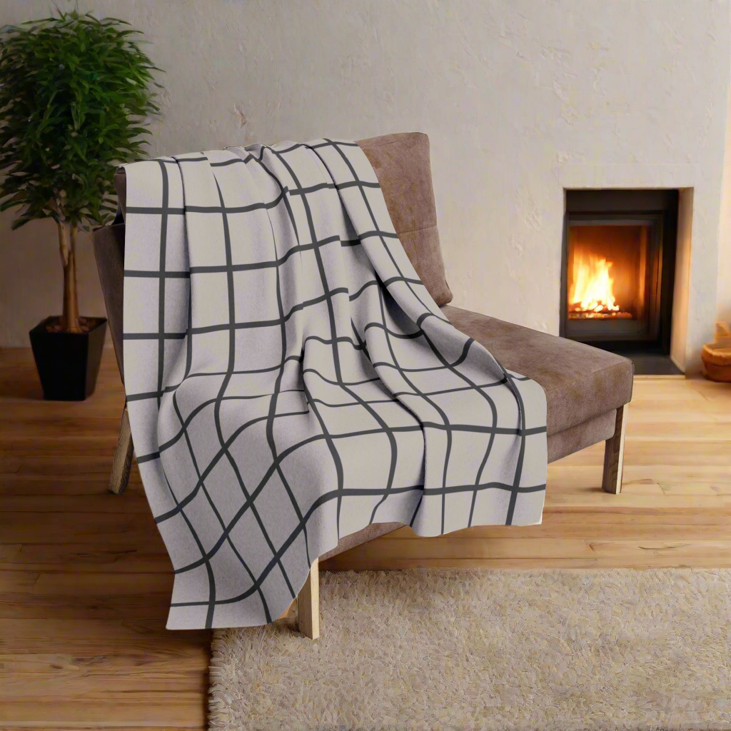 Grey Check Fleece Blanket