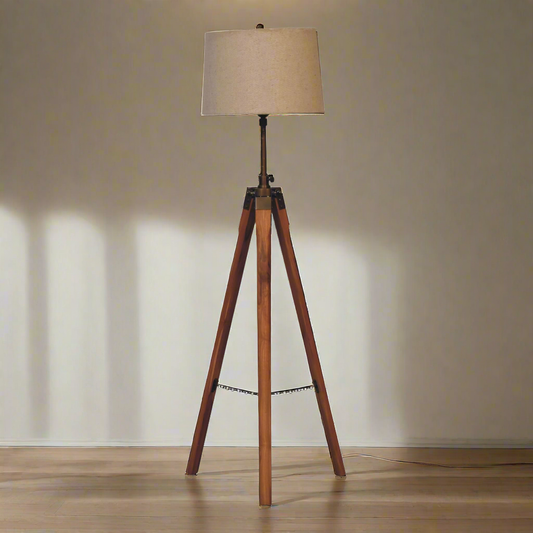 Fixed Brass Tripod Floor Lamp