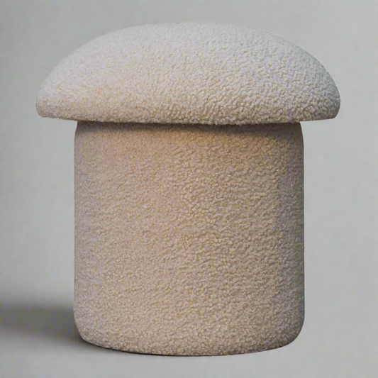 Cream Boucle Mushroom Footstool