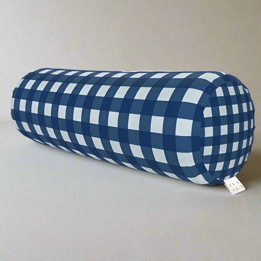 Large blue suede bolster cushion 76x28cm