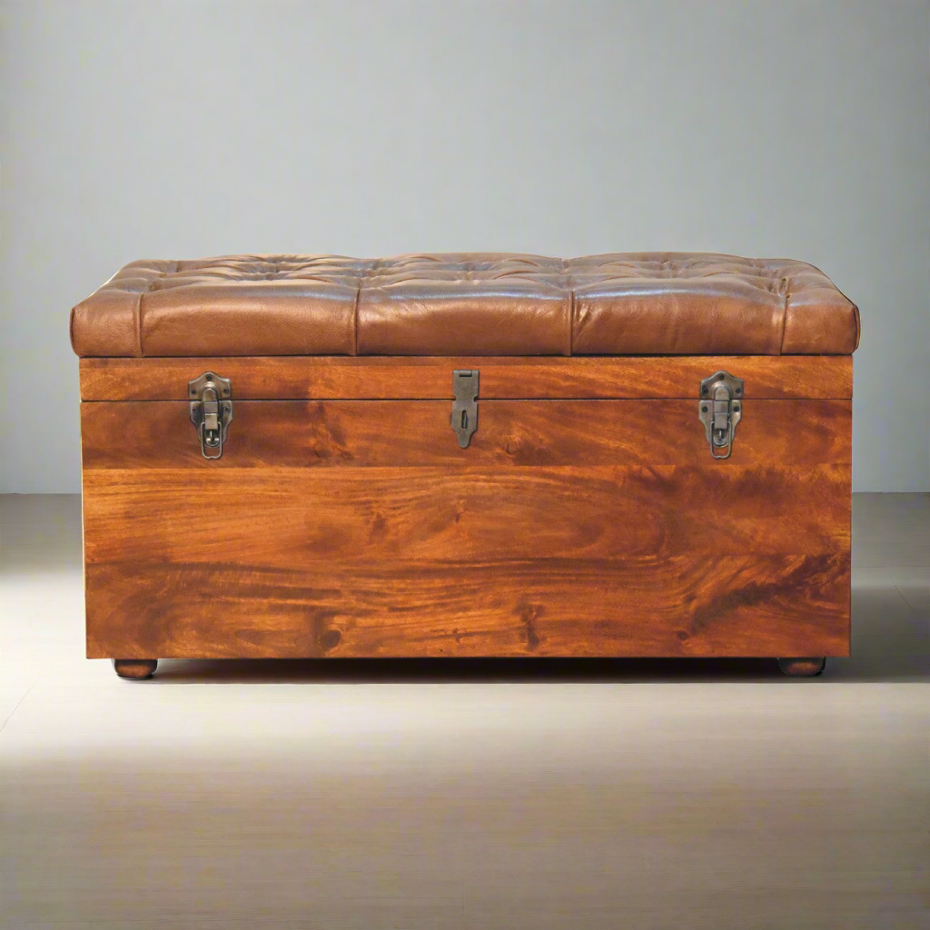 Buffalo Hide Chestnut Storage Trunk