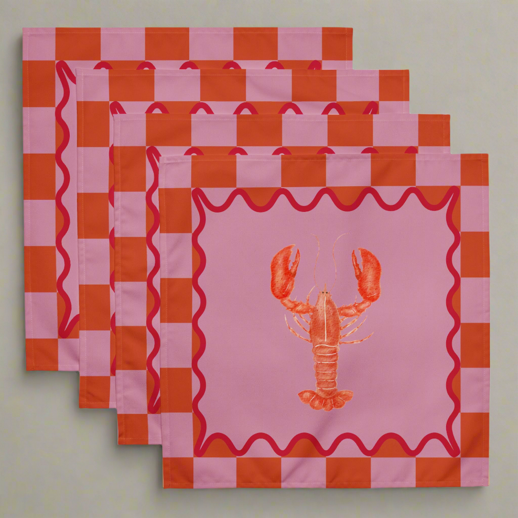 Crab and lobster cloth napkin set