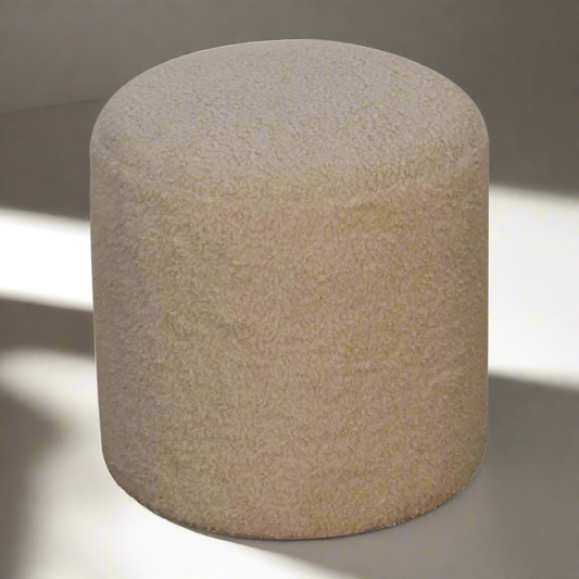 Boucle Cream Round Footstool