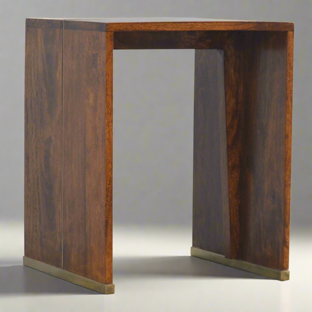 Chestnut End Table with Gold Inlay