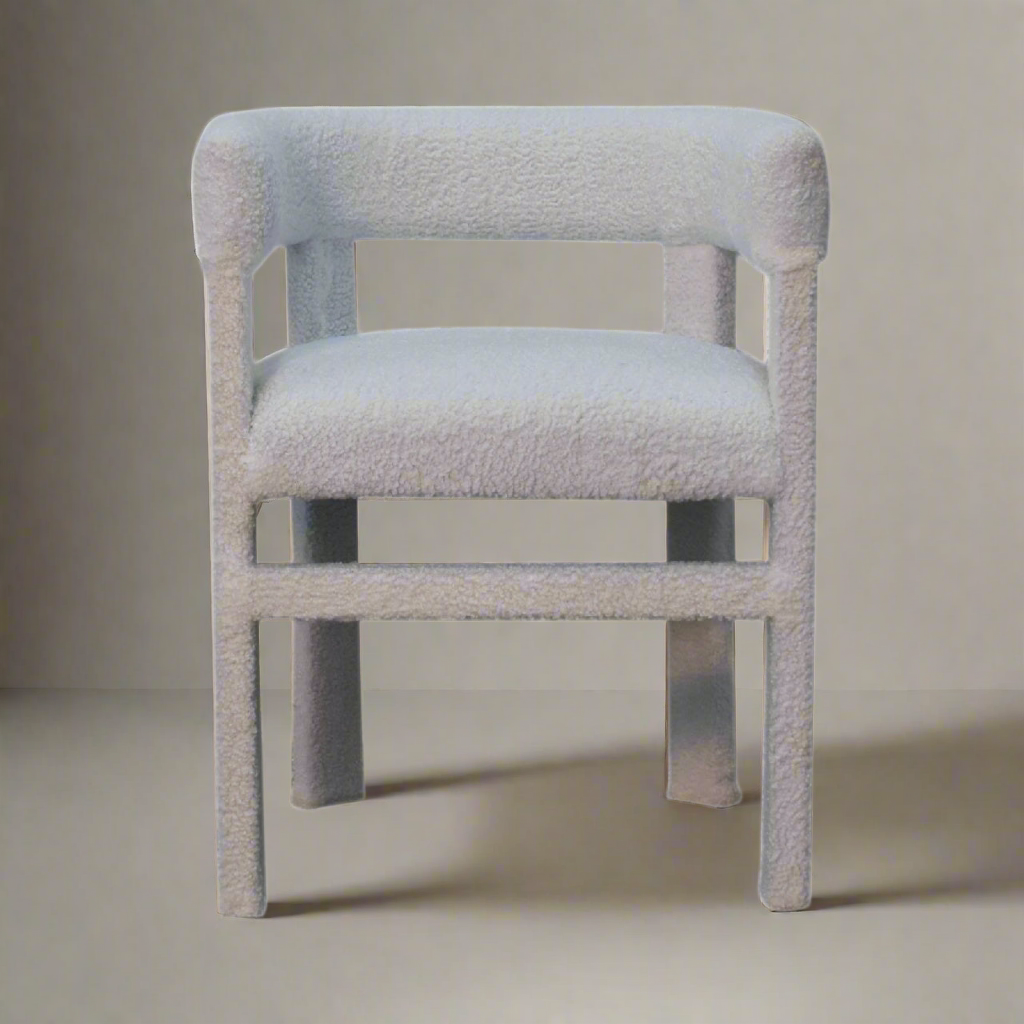 White Boucle Occasional Chair