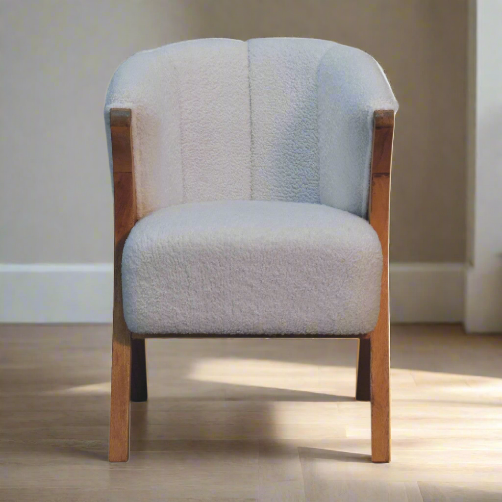 White Boucle Minimalistic Chair