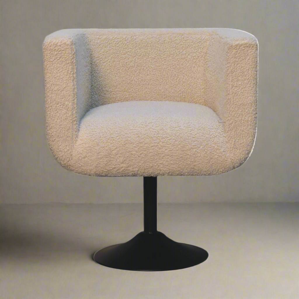 Cream Boucle Swivel Chair