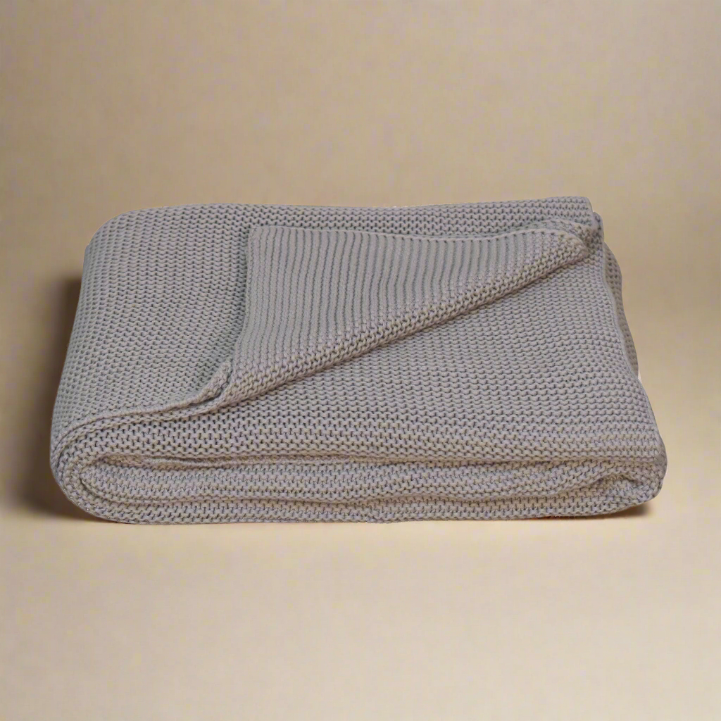 Double Grey Knitted Throw