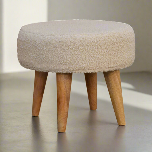 Cream Boucle Petite Footstool