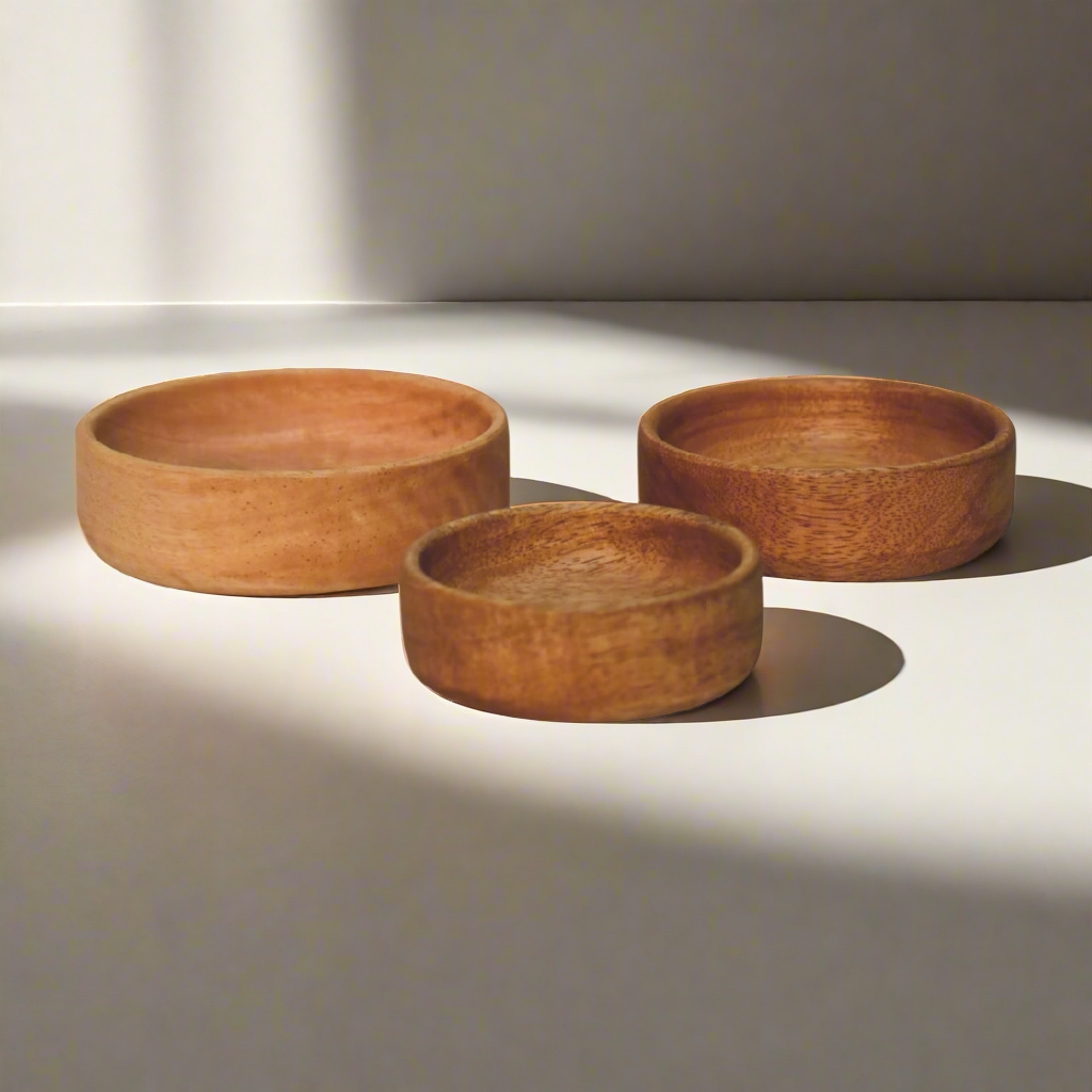 Solid Wood Fruit Bowl Set of 3