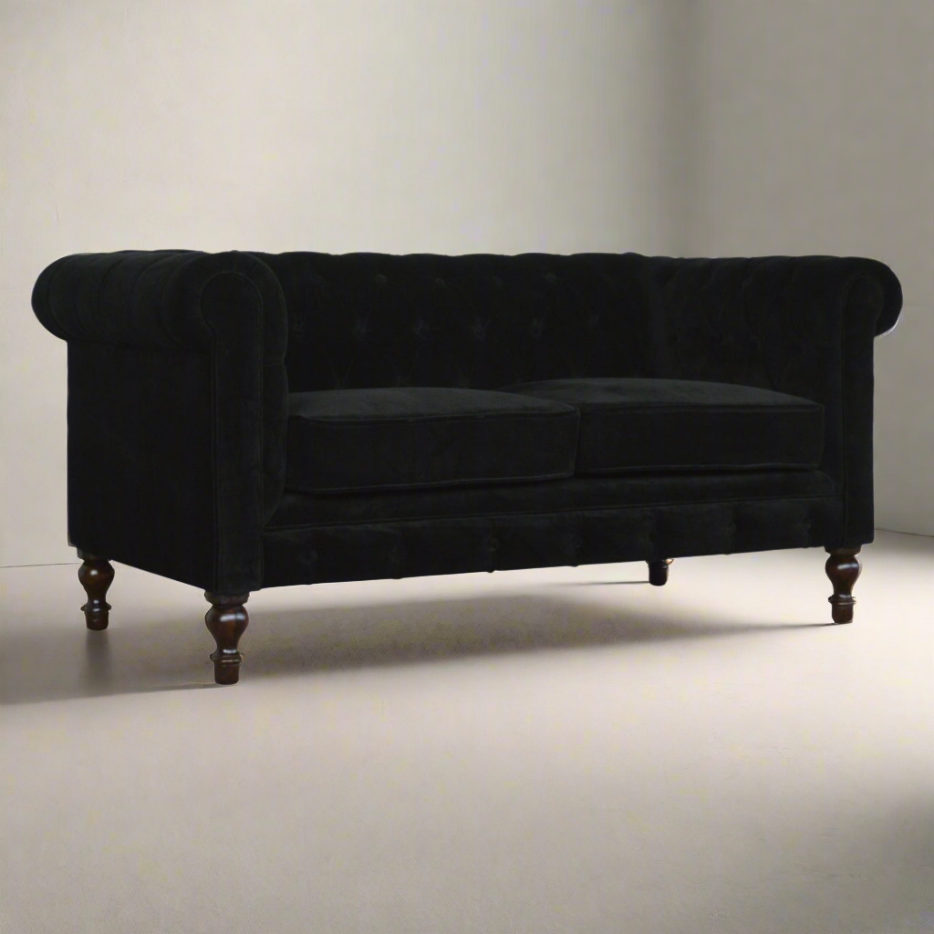 Black Velvet Chesterfield Sofa