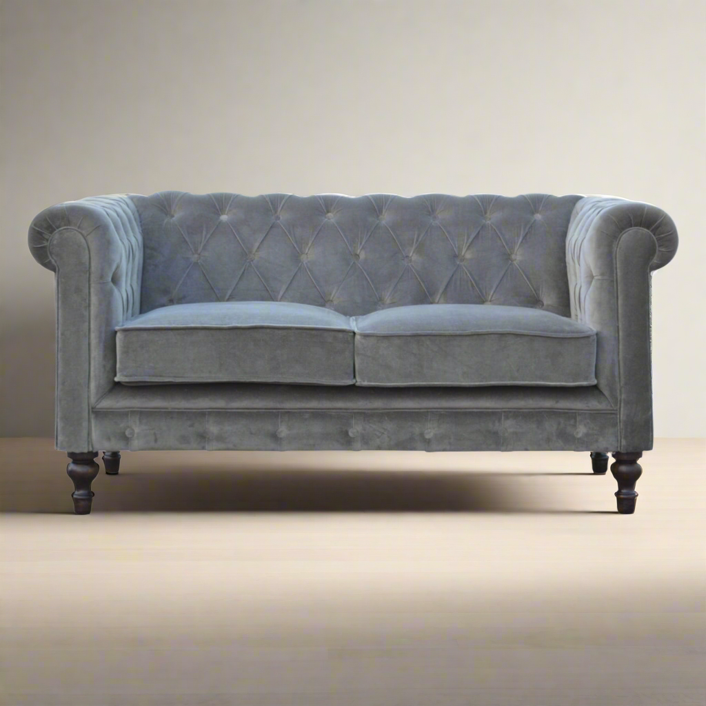 Grey Velvet Chesterfield Sofa