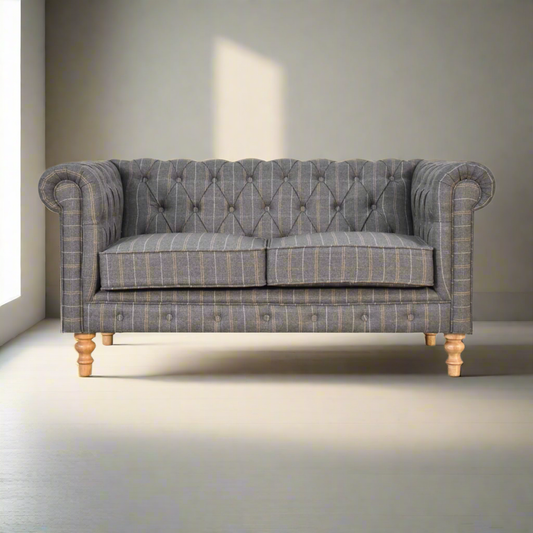 Pewter Tweed 2 Seat Chesterfield