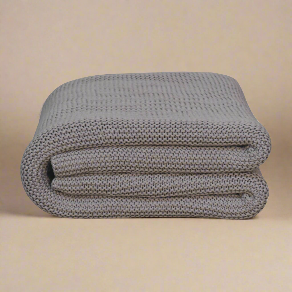 Double Grey Knitted Throw