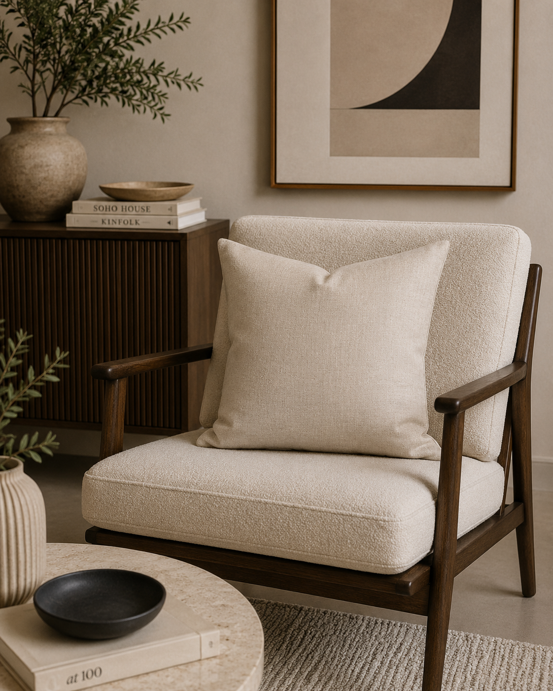 Natural Beige Cotton Linen Cushion Cover