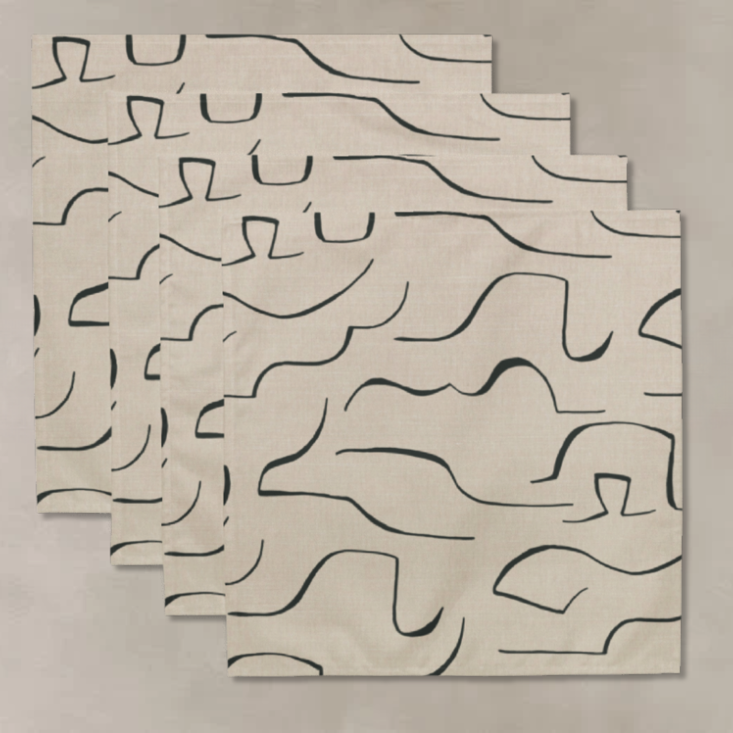 Modern Abstract Line Cotton Napkins (Set of 2, 4 or 6) – 40x40cm