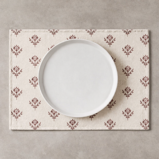 Pink Cottagecore Floral Linen Placemats (46.5 x 32 cm)